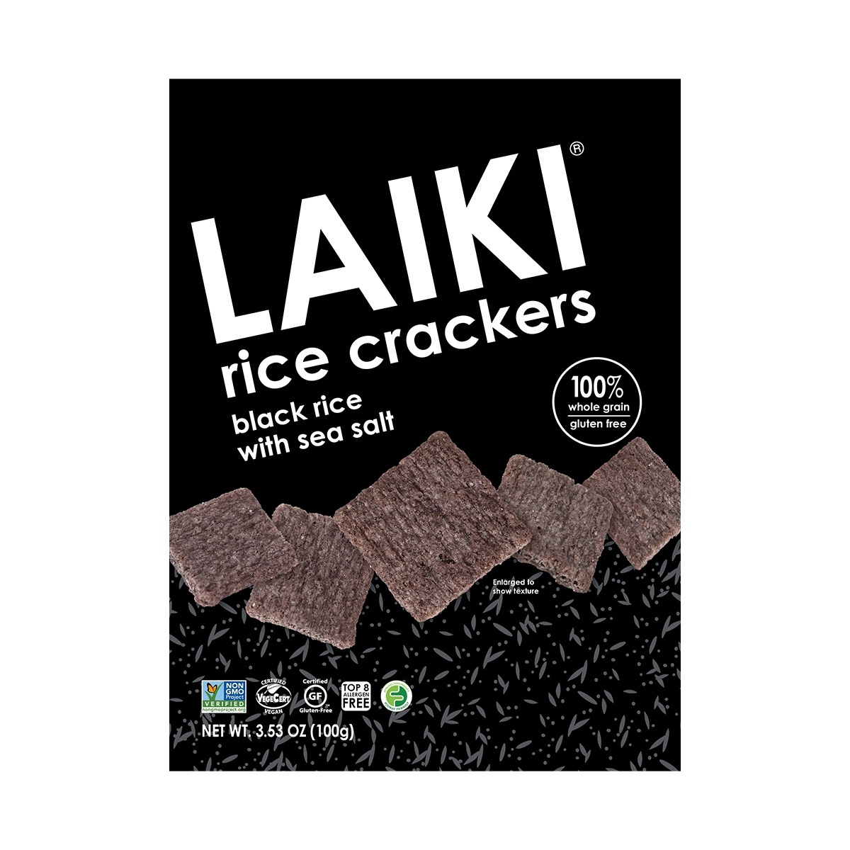 slide 1 of 1, Laiki Black Rice Crackers - Oil, Salt & Nothing Else, 3.5 oz