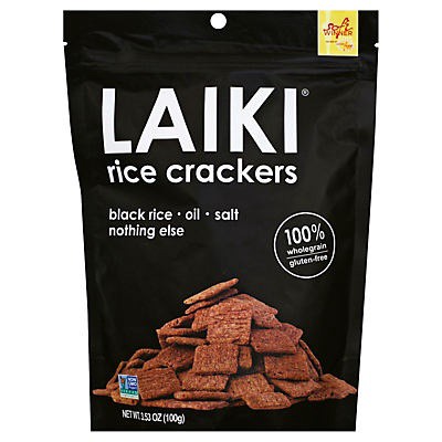 slide 1 of 8, Laiki Black Rice Crackers - Oil, Salt & Nothing Else, 3.5 oz
