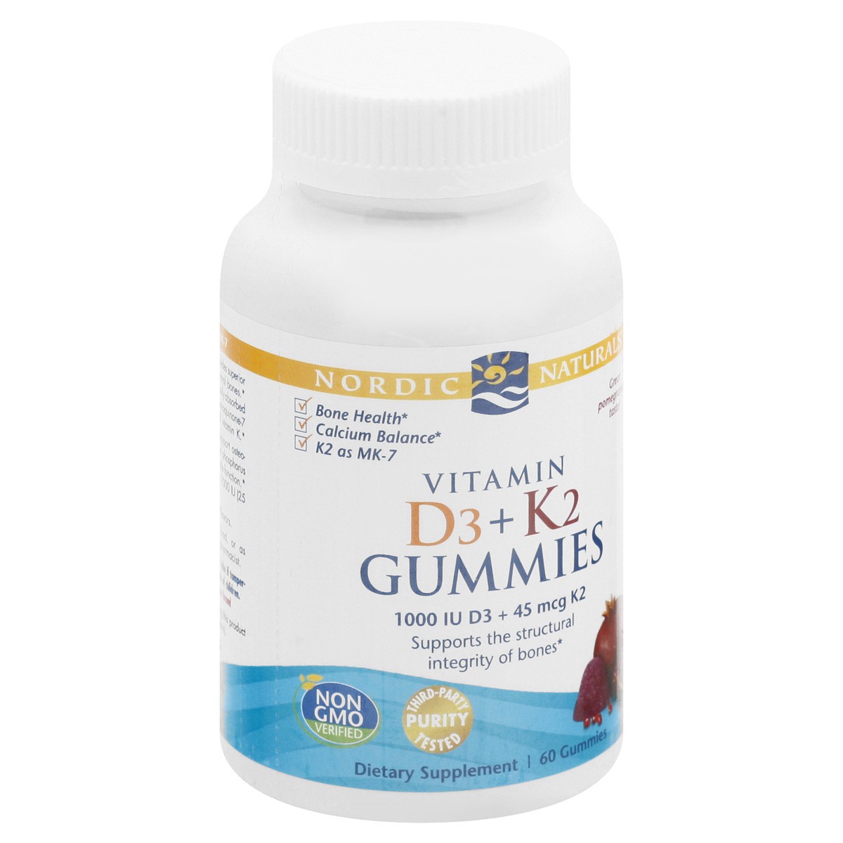 slide 8 of 9, Nordic Naturals Vitamin D3 1000 Iu + K2 45 Mcg Pomegranate Gummies, 60 ct