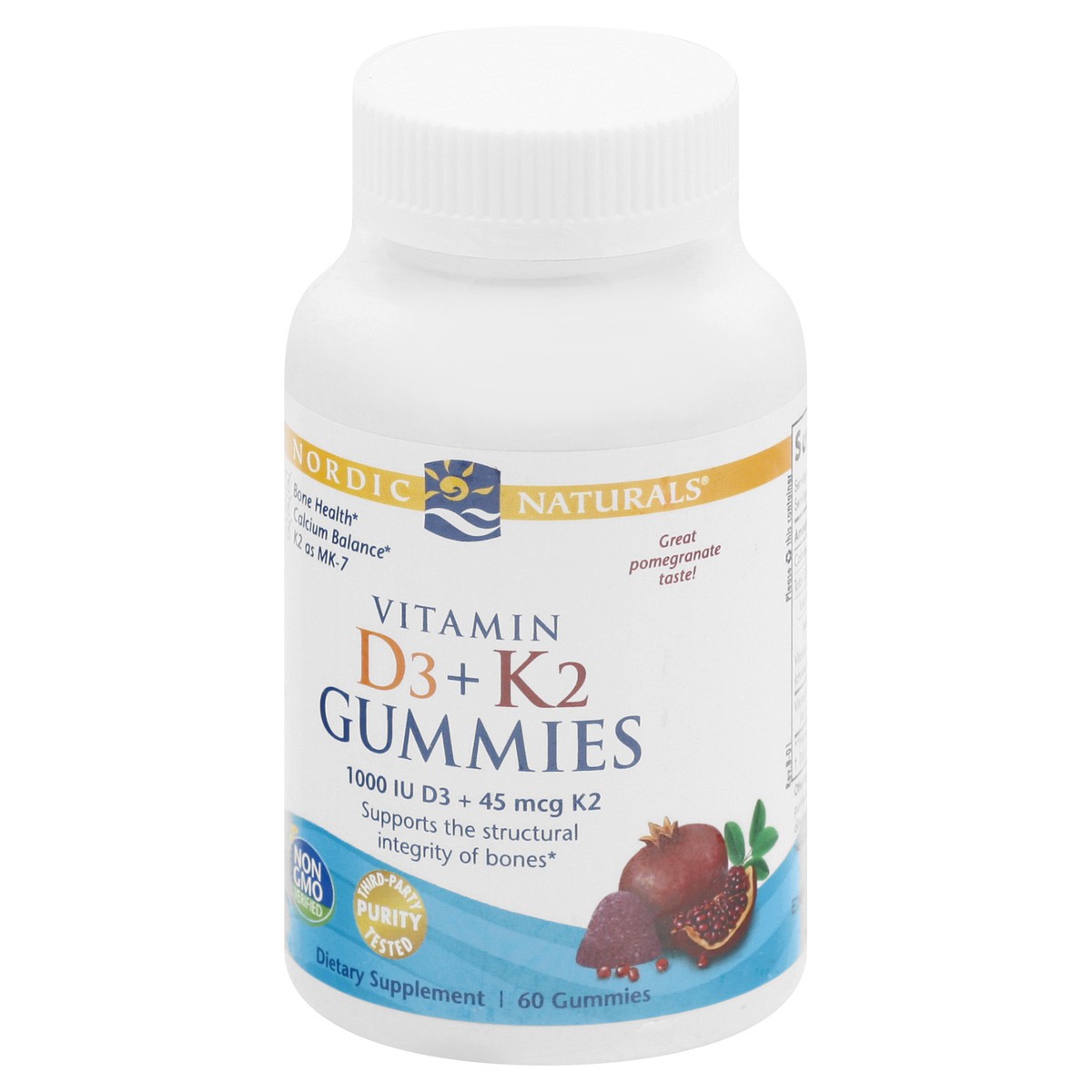 slide 4 of 9, Nordic Naturals Vitamin D3 1000 Iu + K2 45 Mcg Pomegranate Gummies, 60 ct