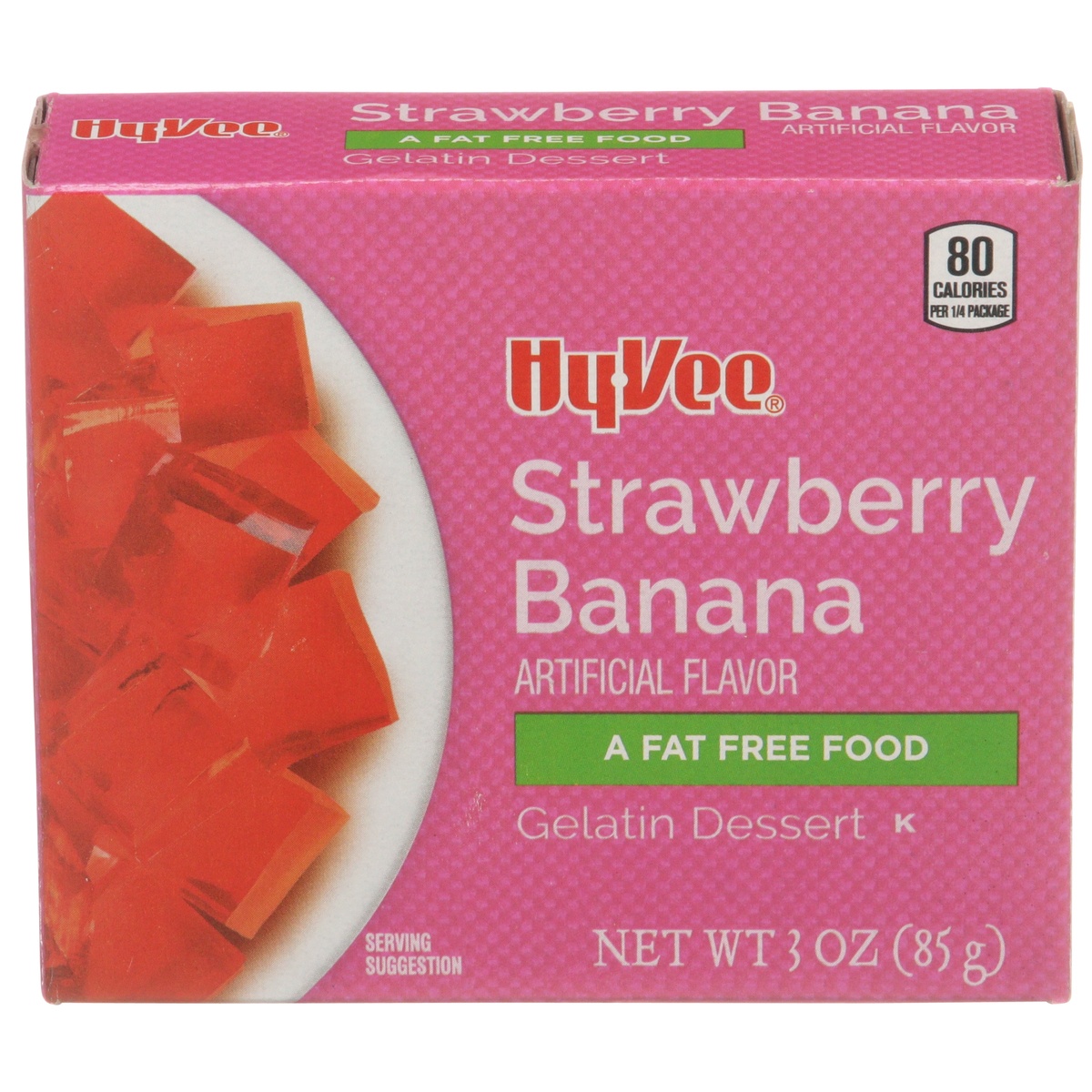 slide 1 of 1, Hy-vee Strawberry Banana Gelatin Dessert, 3 oz