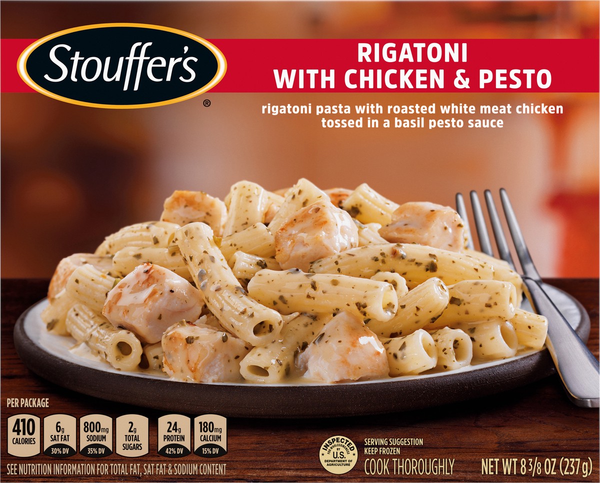 slide 4 of 9, Stouffer's Rigatoni with Chicken & Pesto Frozen Meal, 8.38 oz