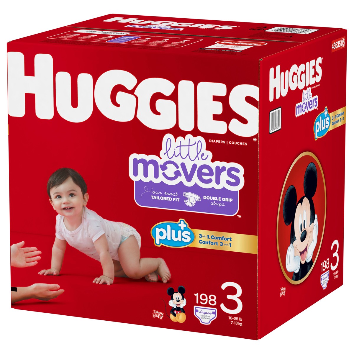 slide 2 of 10, Huggies Little Movers Disney Baby Diapers Size 3 (16-28 lb) 198 ea, 