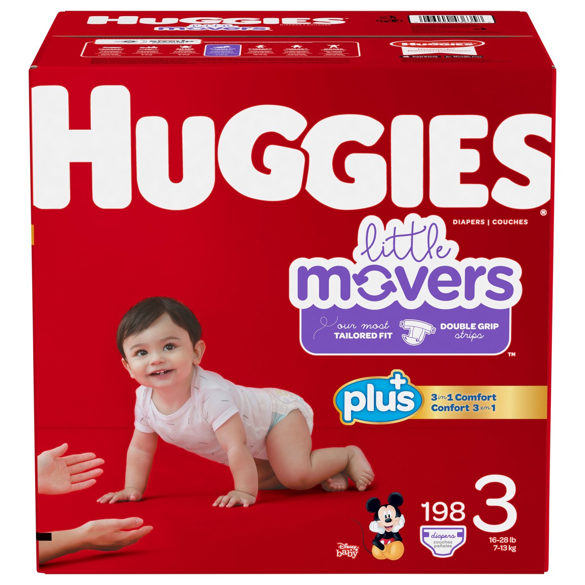 slide 1 of 10, Huggies Little Movers Disney Baby Diapers Size 3 (16-28 lb) 198 ea, 