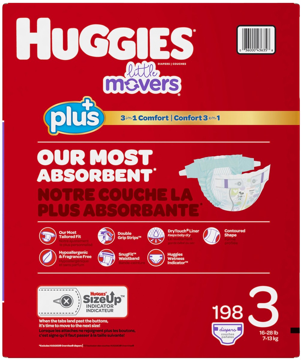 slide 8 of 10, Huggies Little Movers Disney Baby Diapers Size 3 (16-28 lb) 198 ea, 