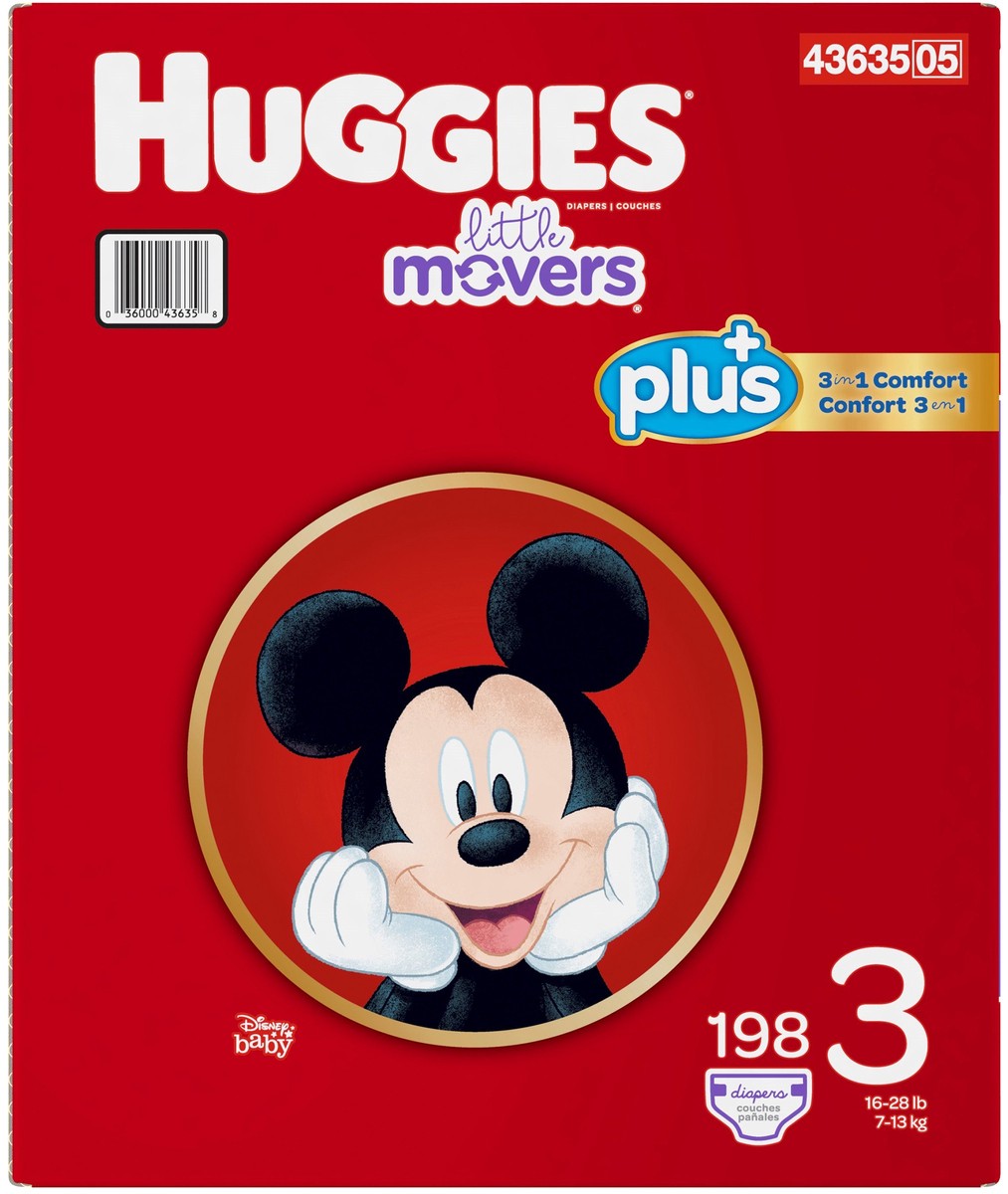 slide 9 of 10, Huggies Little Movers Disney Baby Diapers Size 3 (16-28 lb) 198 ea, 