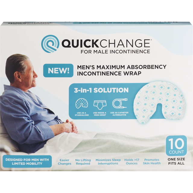 slide 1 of 1, Quickchange Incontinence Wrap For Men, 10 ct