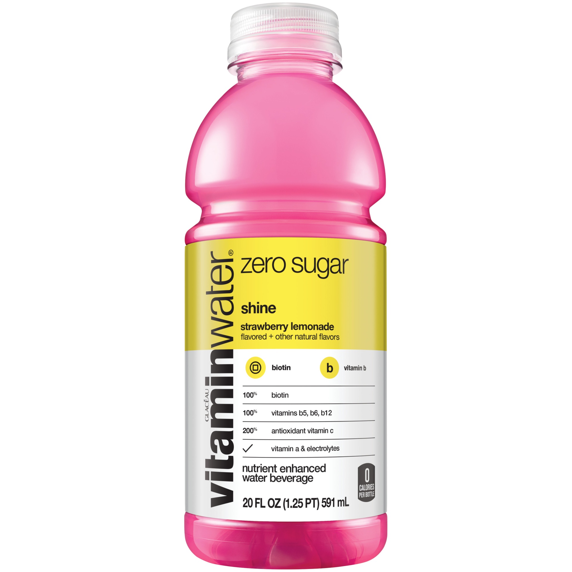 slide 2 of 11, vitaminwater zero sugar shine, electrolyte enhanced water w/ vitamins, strawberry lemonade drink, 20 oz