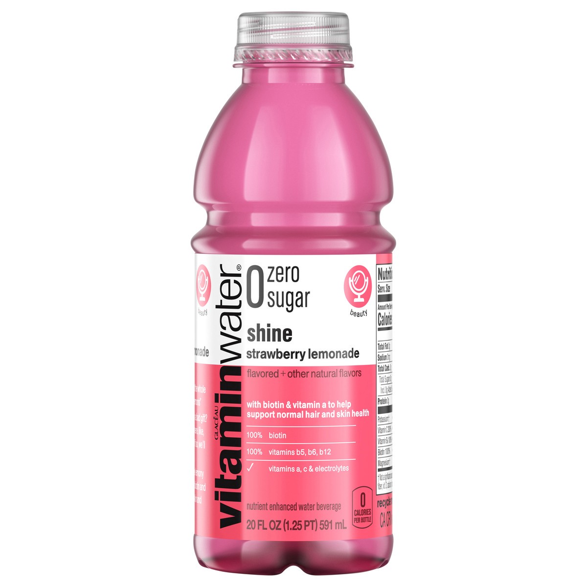 slide 1 of 6, Vitaminwater Zero Sugar Shine, Electrolyte Enhanced Water W/ Vitamins, Strawberry Lemonade Drink, 20 Fl Oz, 20 fl oz