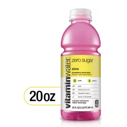 vitaminwater zero sugar shine, electrolyte enhanced water w/ vitamins, strawberry lemonade drink