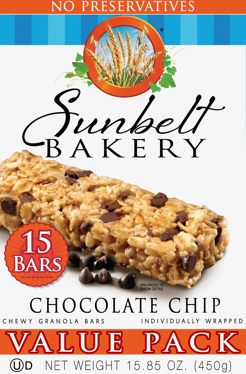 slide 1 of 9, Sunbelt Bakery Chewy Value Pack Chocolate Chip Granola Bars 15 15 ea Box, 15 ct