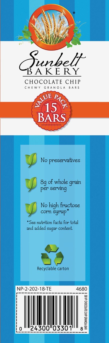 slide 9 of 9, Sunbelt Bakery Chewy Value Pack Chocolate Chip Granola Bars 15 15 ea Box, 15 ct