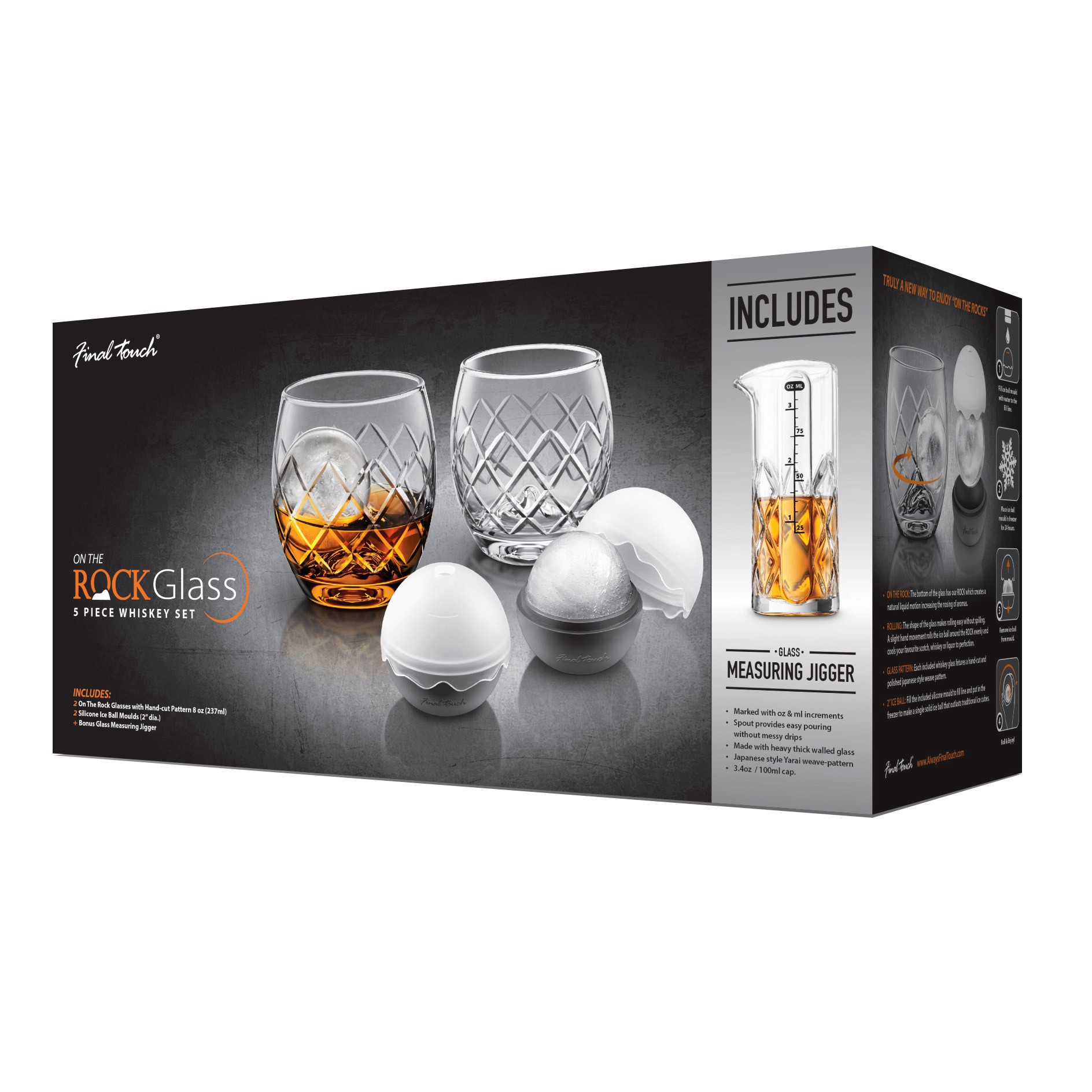 Touch Rocks Final Touch - Rocks Glass Jigger & Ice Ball Set 1 ct | shipt