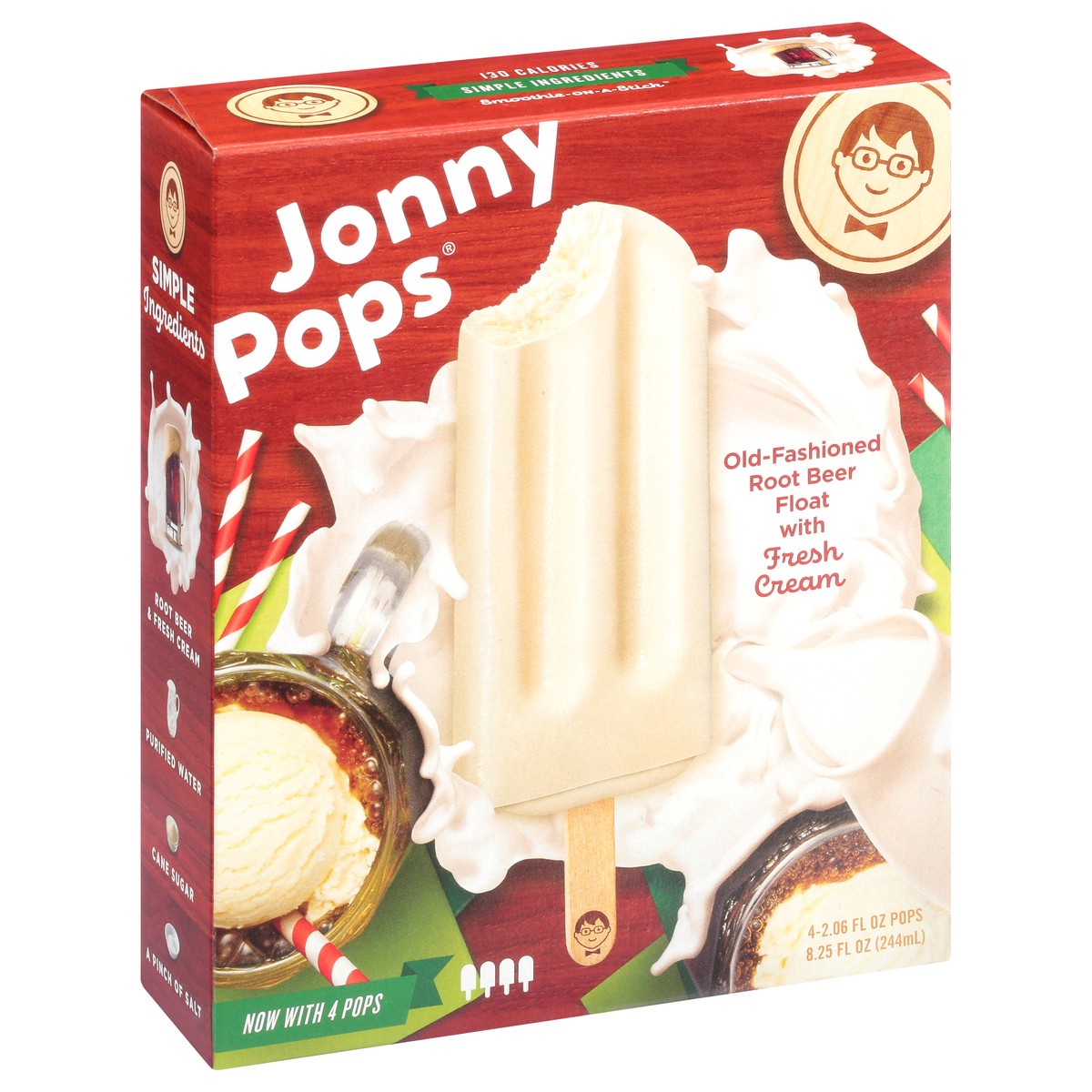 slide 8 of 9, Jonny Pops Old Fashioned Root Beer Float With Fresh Cream Pops, 4 ct; 2.06 oz