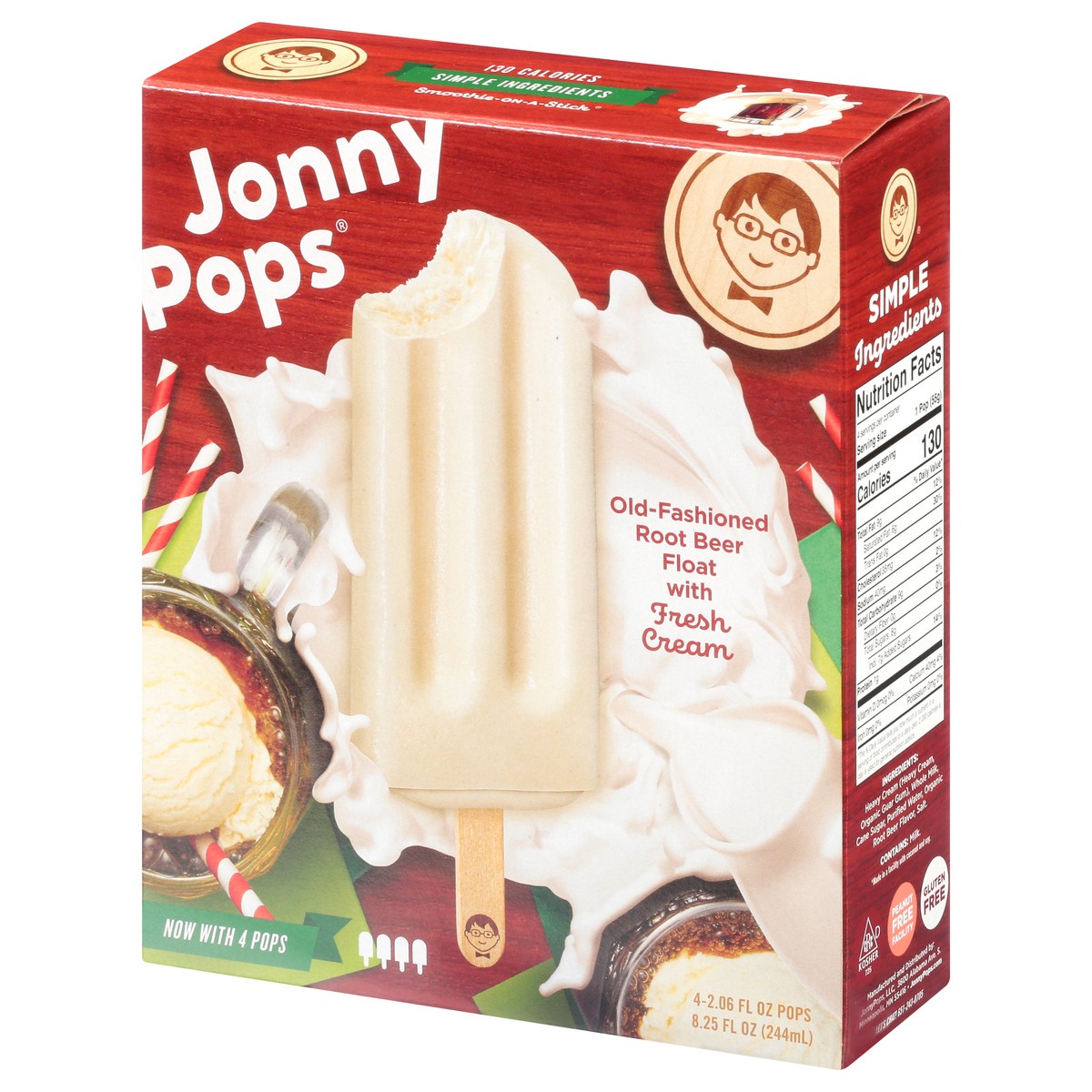 slide 4 of 9, Jonny Pops Old Fashioned Root Beer Float With Fresh Cream Pops, 4 ct; 2.06 oz