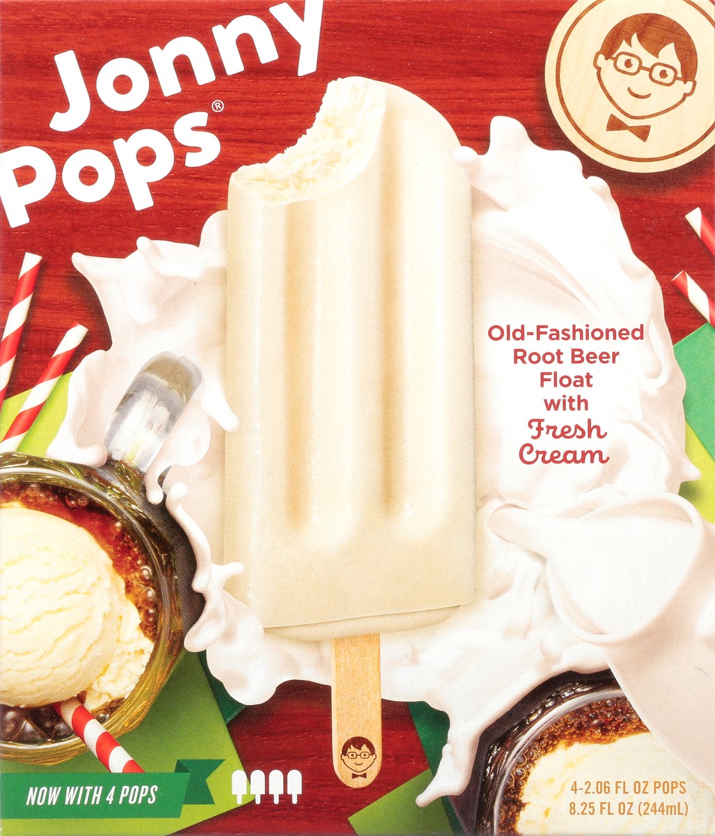 slide 1 of 9, Jonny Pops Old Fashioned Root Beer Float With Fresh Cream Pops, 4 ct; 2.06 oz