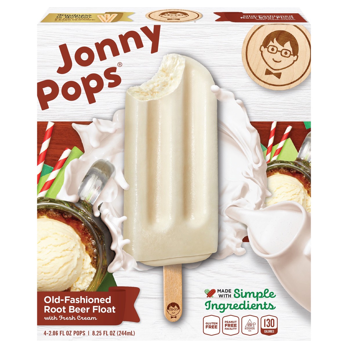 slide 1 of 9, Jonny Pops Old-Fashioned Root Beer Float 4 PK, 4 ct; 2.06 oz