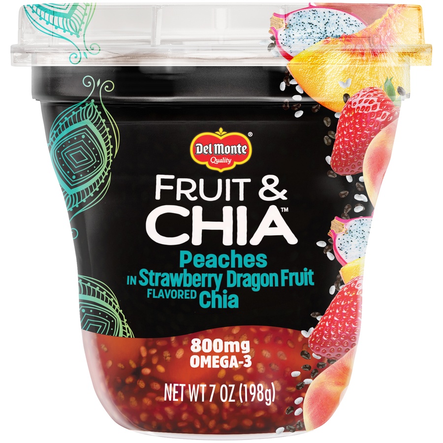 slide 1 of 1, Del Monte Fruit & Chia Peaches In Strawberry Dragon Fruit, 7 oz