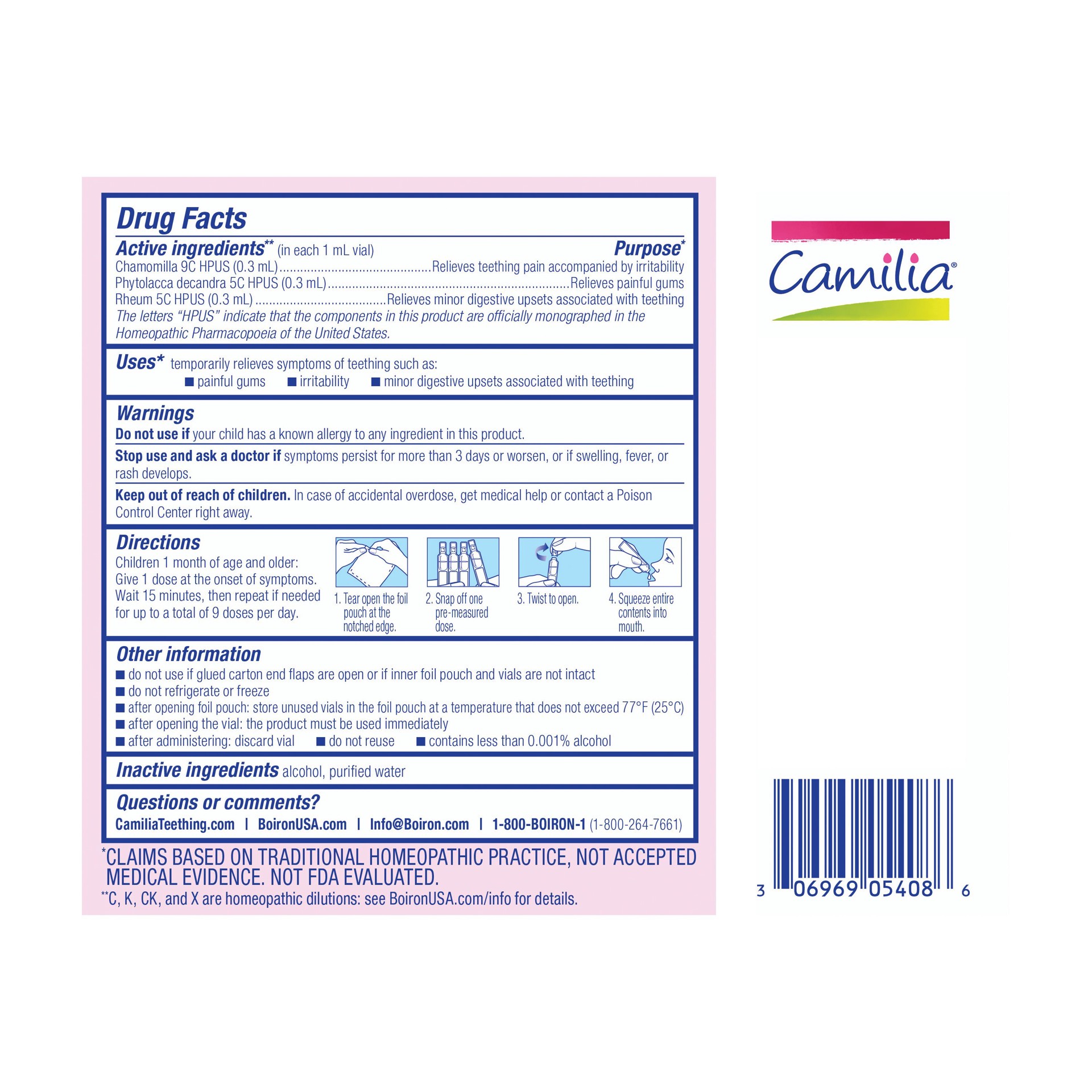 slide 4 of 5, Boiron Camilia 15 Single Liquid Doses, 15 ct