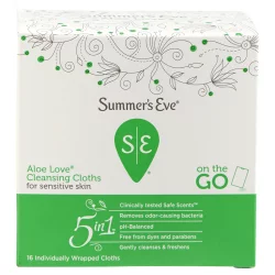 Summer's Eve 5 in 1 On The Go Cleansing Cloths for Sensitive Skin