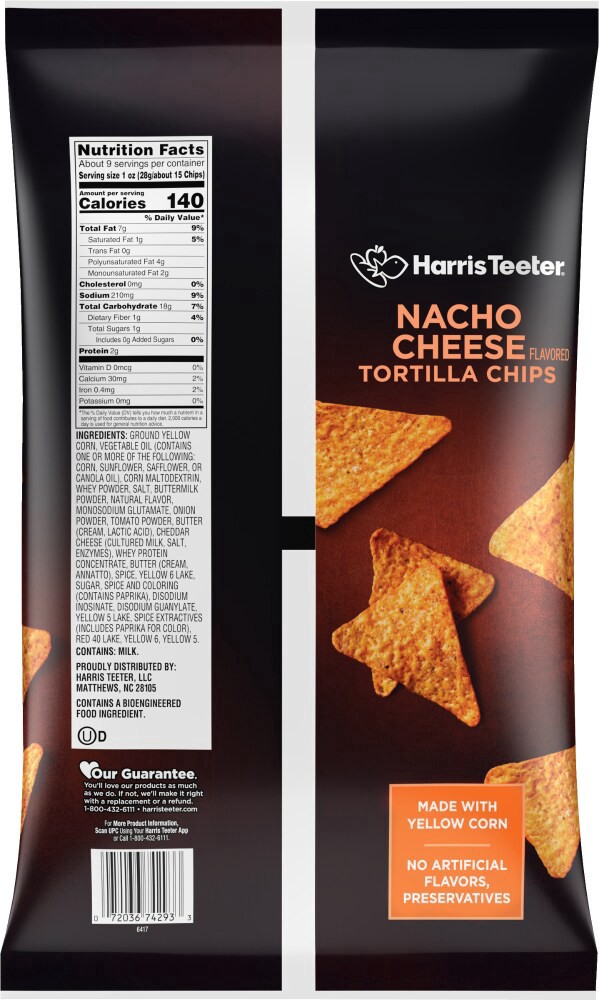 slide 2 of 2, Harris Teeter® Nacho Cheese Flavored Tortilla Chips, 9.25 oz