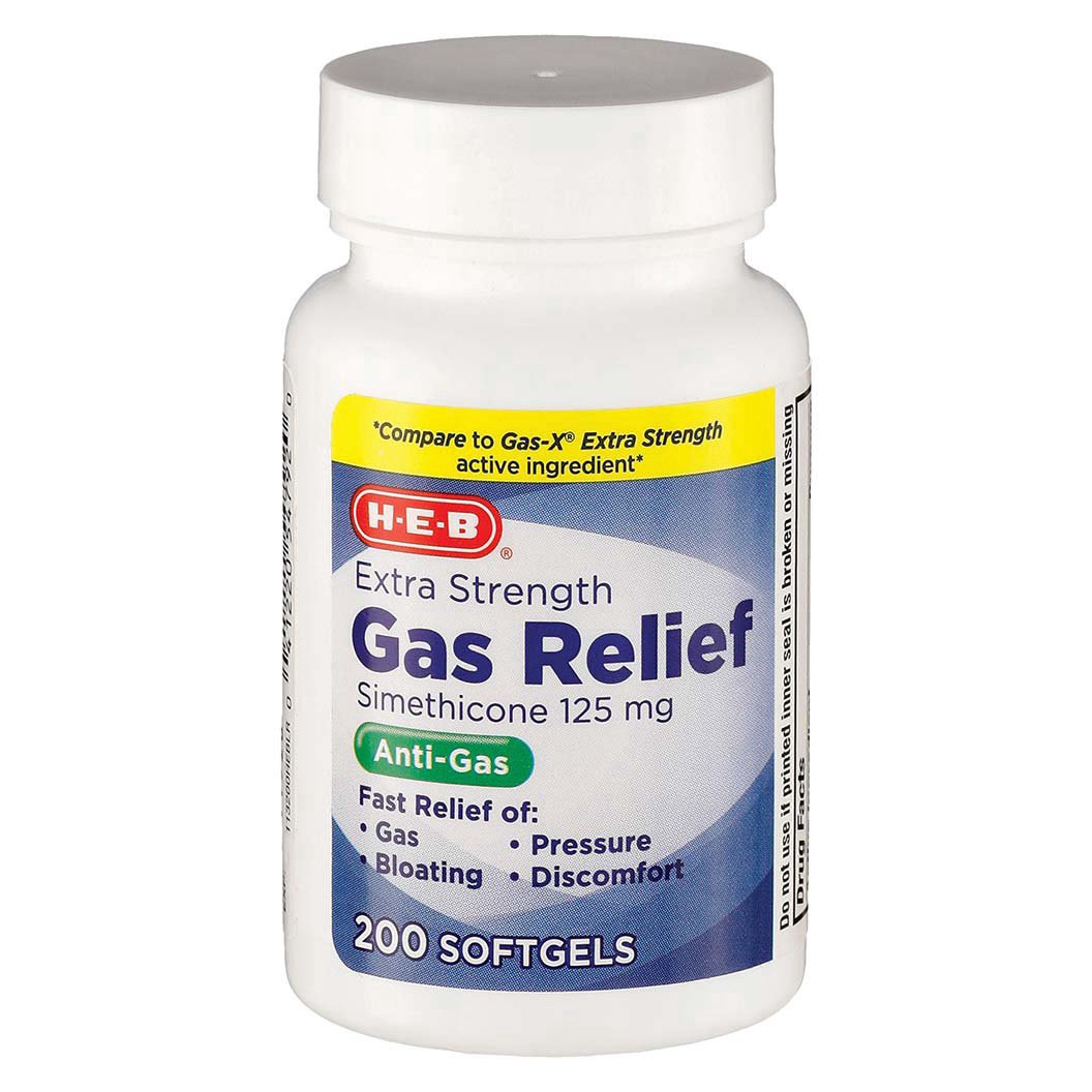 slide 1 of 1, H-E-B Gas Relief Extra Strength Softgels, 200 ct