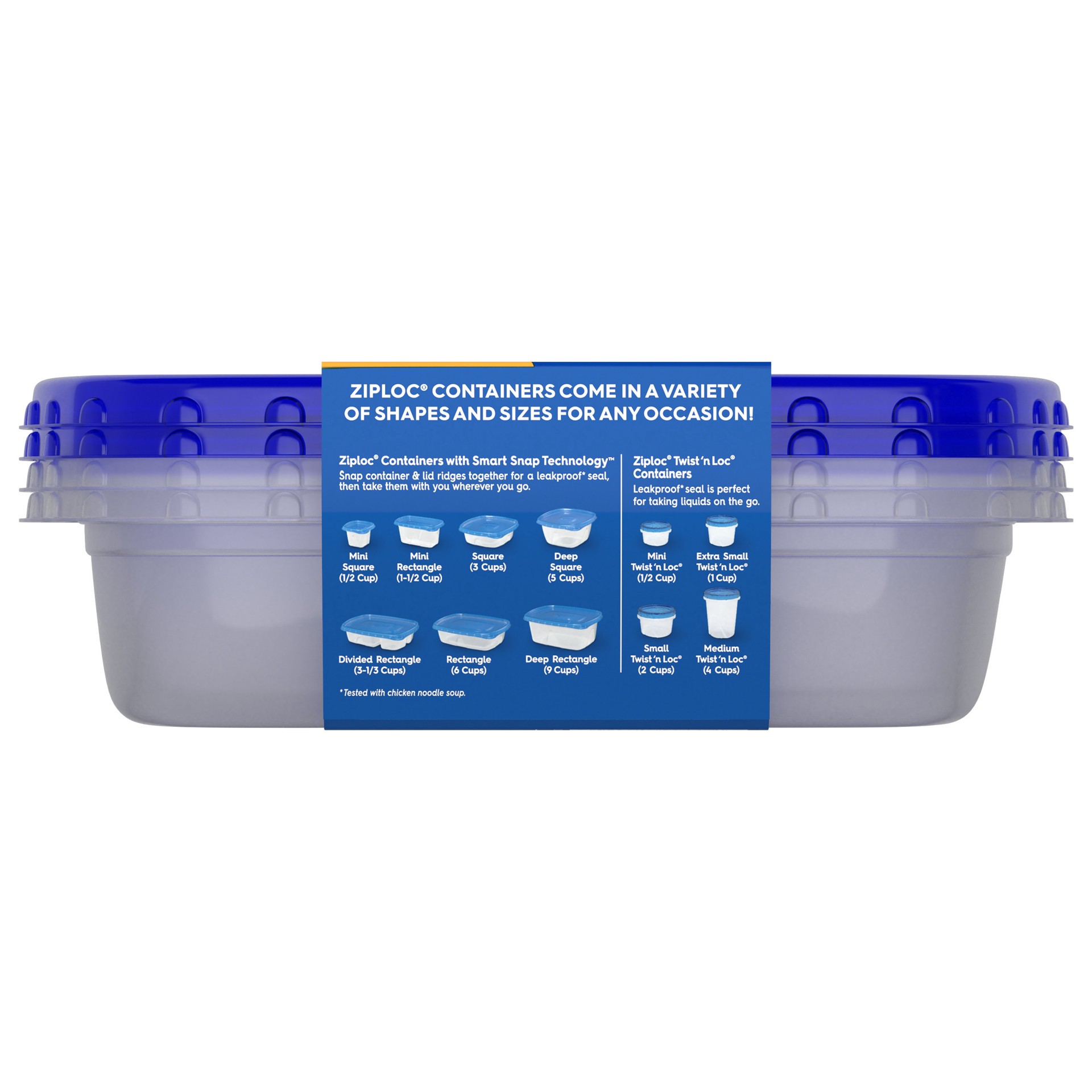 slide 3 of 5, Ziploc Brand, Food Storage Containers with Lids, Smart Snap Technology, Divided Rectangle, 2 ct, 2 ct