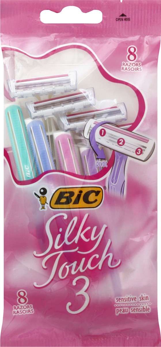 slide 1 of 11, Bic Silky Touch 3/ 8 Pack, 8 ct