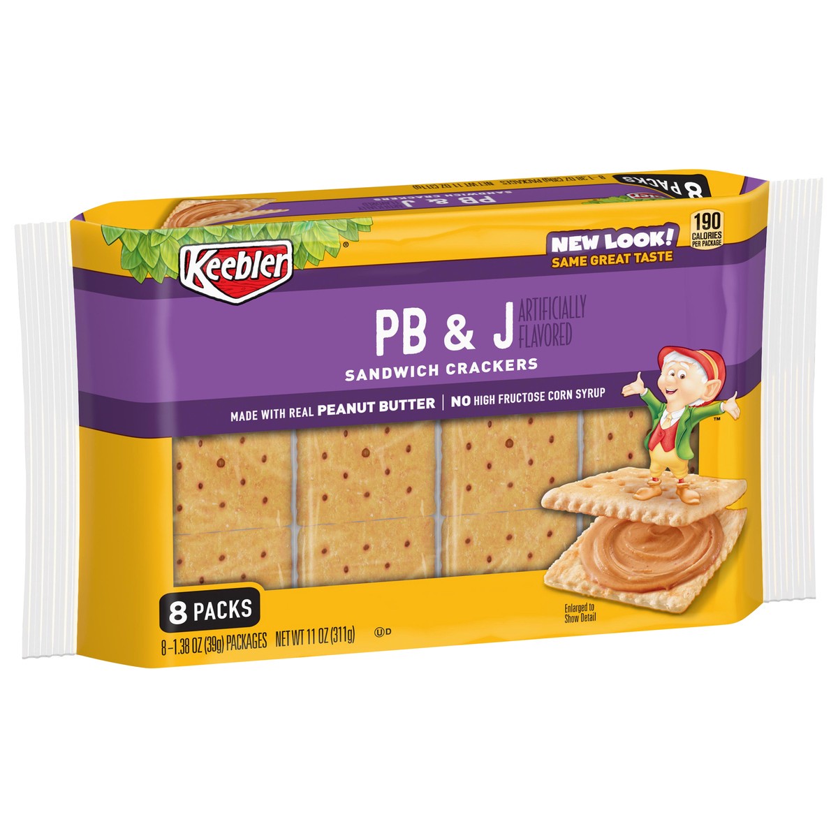 slide 2 of 6, Keebler Sandwich Crackers, PB and J, 11 oz, 8 Count, 11 oz