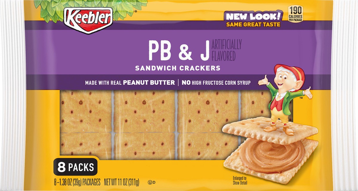 slide 5 of 6, Keebler Sandwich Crackers, PB and J, 11 oz, 8 Count, 11 oz