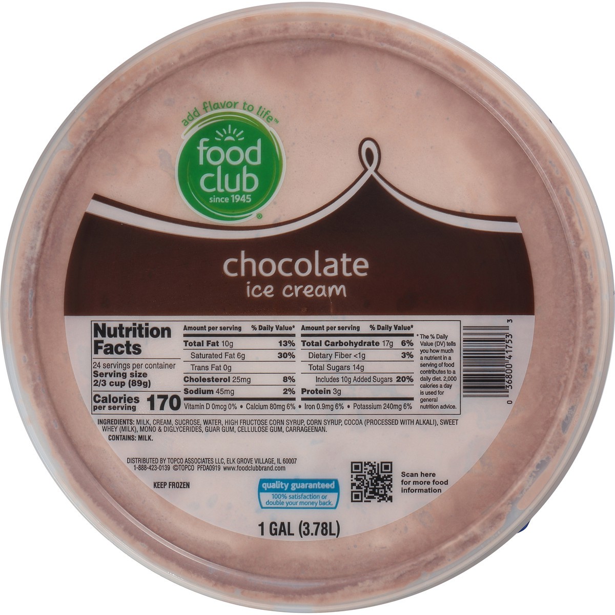 slide 11 of 13, Food Club Chocolate Ice Cream, 4 qt