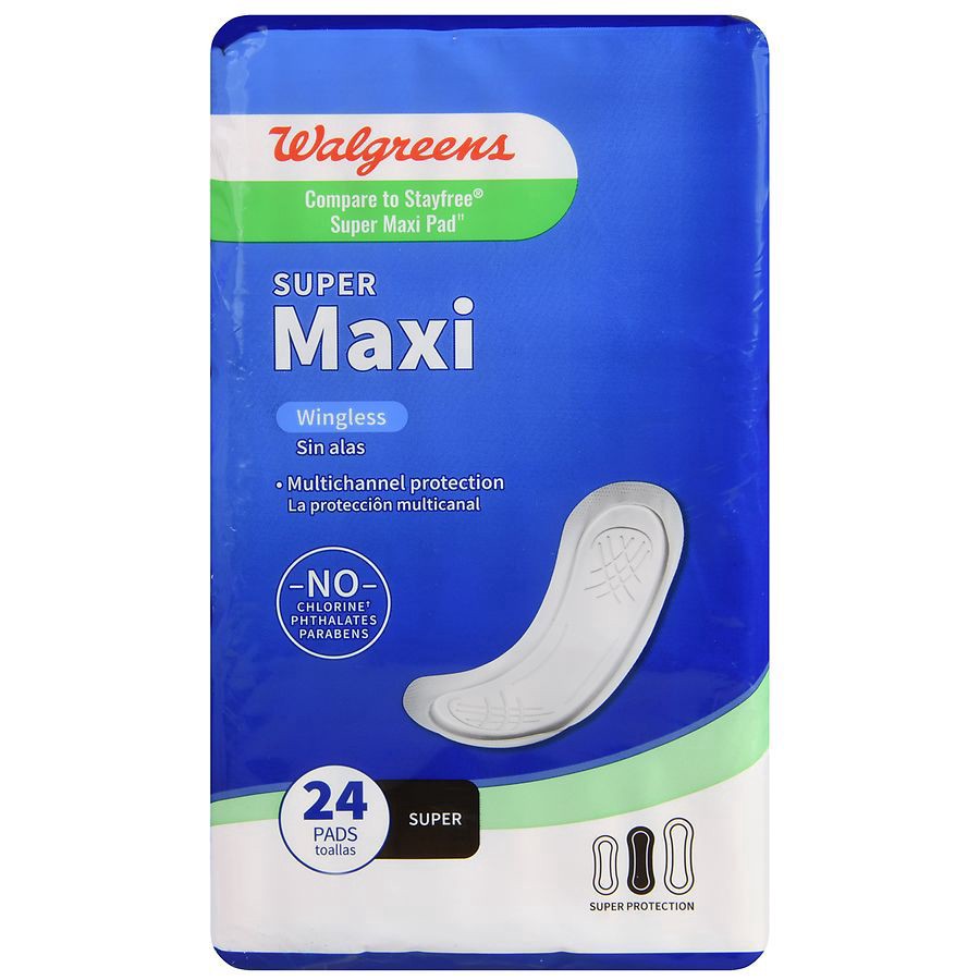slide 5 of 5, Walgreens Super Maxi Pads, 24 ct