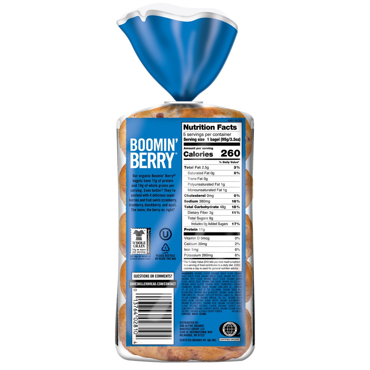 slide 4 of 14, Dave's Killer Bread Bagels, Organic, 5 ct; 16.75 oz