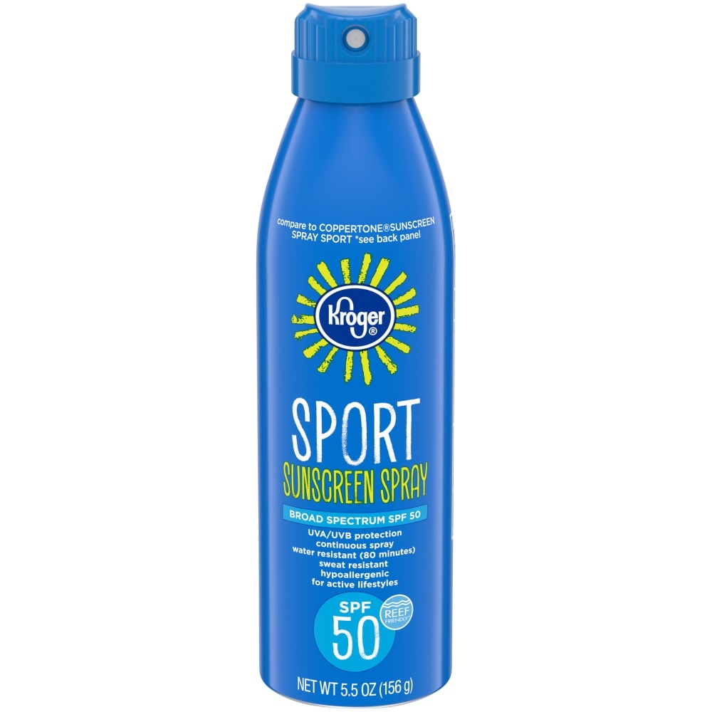 slide 1 of 1, Kroger\U00Ae Broad Spectrum Spf 50 Sport Sunscreen Spray, 5.5 oz