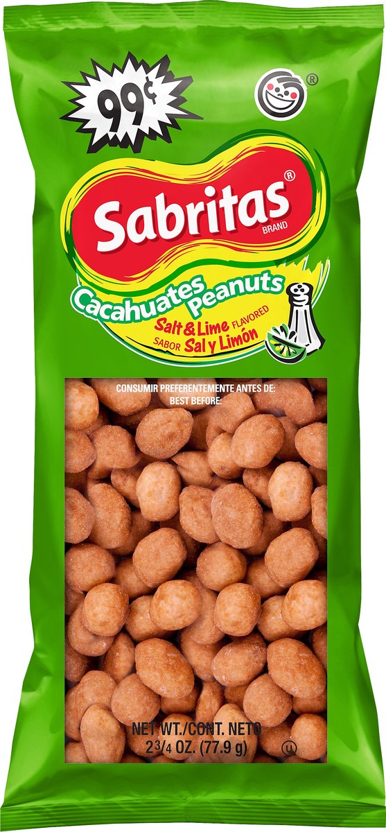 slide 4 of 6, Sabritas Salt & Lime Flavored Cacahuates Peanuts 2.75 oz, 2.75 oz