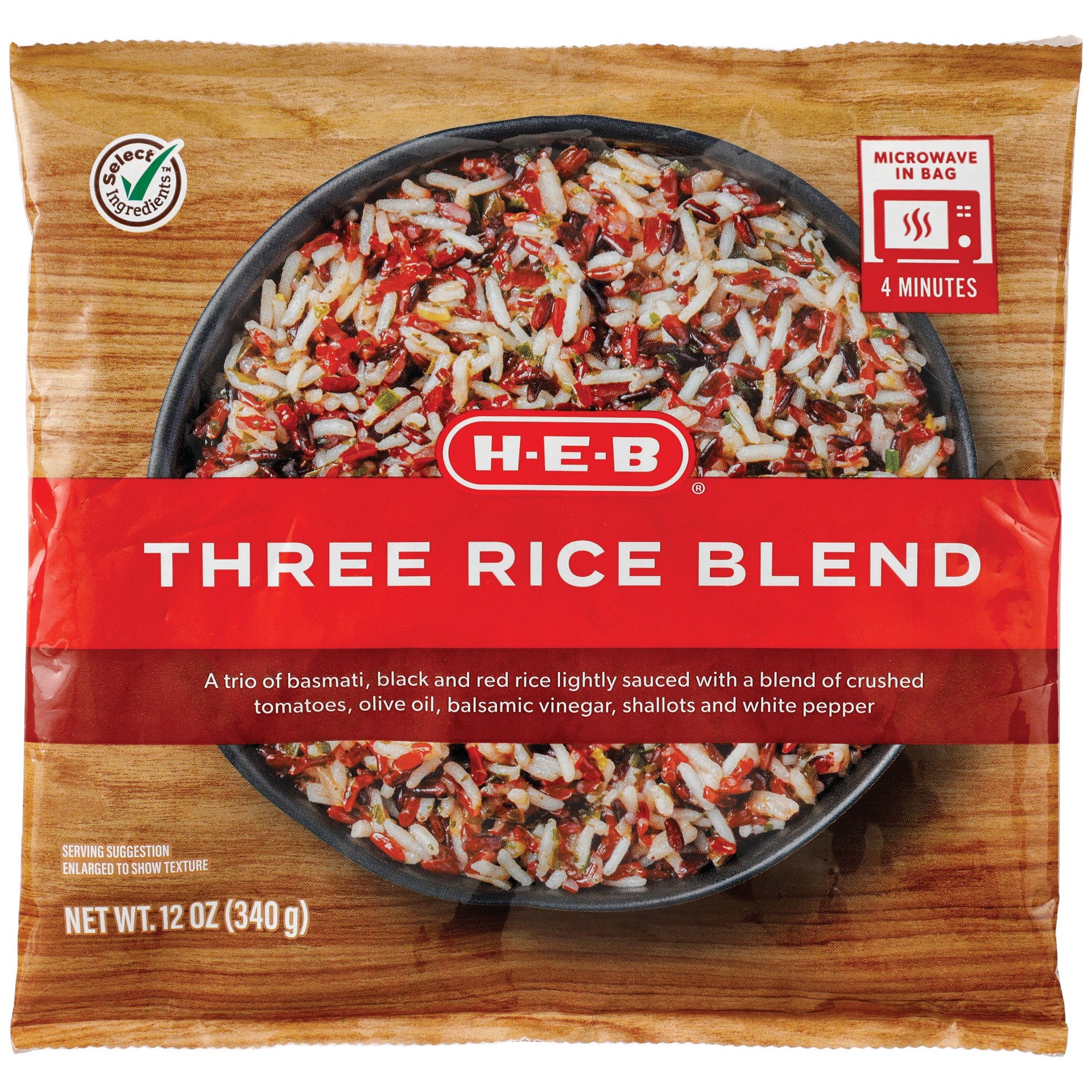 slide 1 of 1, H-E-B Frozen Three Rice Blend, 12 oz