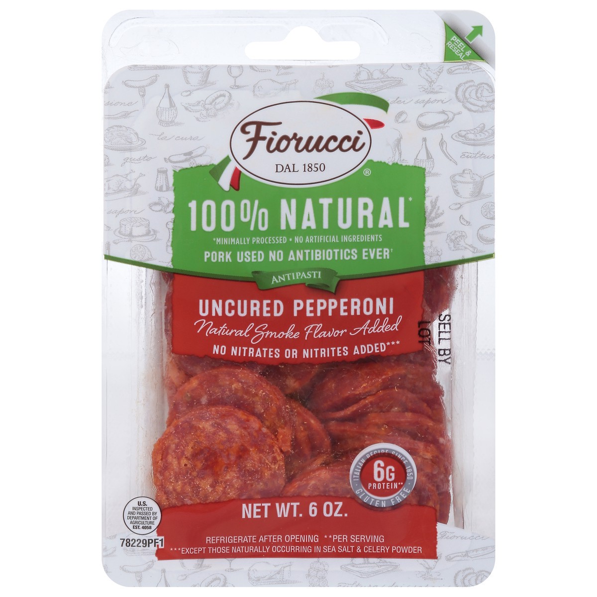 slide 9 of 14, Fiorucci 100% Natural Uncured Pepperoni, 6 oz