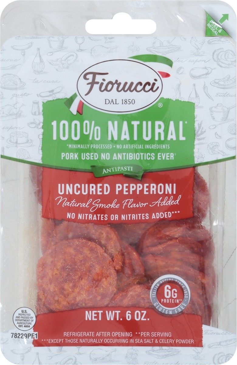 slide 10 of 14, Fiorucci 100% Natural Uncured Pepperoni, 6 oz