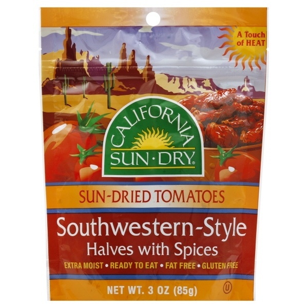slide 1 of 1, California Sun Dry Tomatoes, Sun-Dried, Southwestern-Style, Halves with Spices, 3 oz