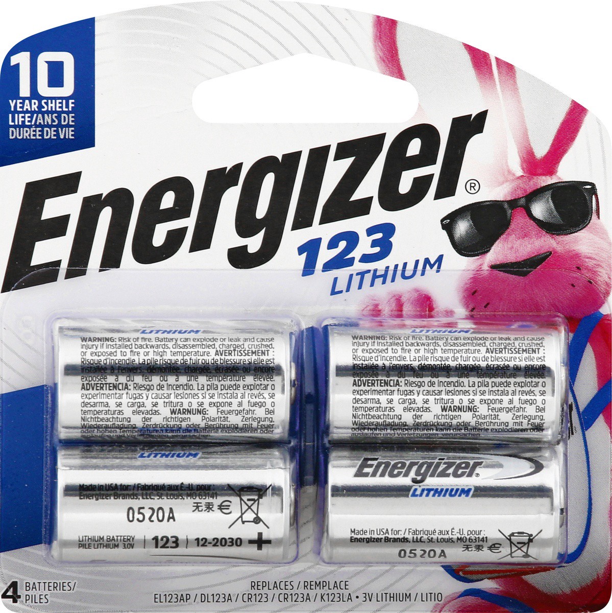 slide 9 of 9, Energizer 123 Lithium 4-PK, 4 ct