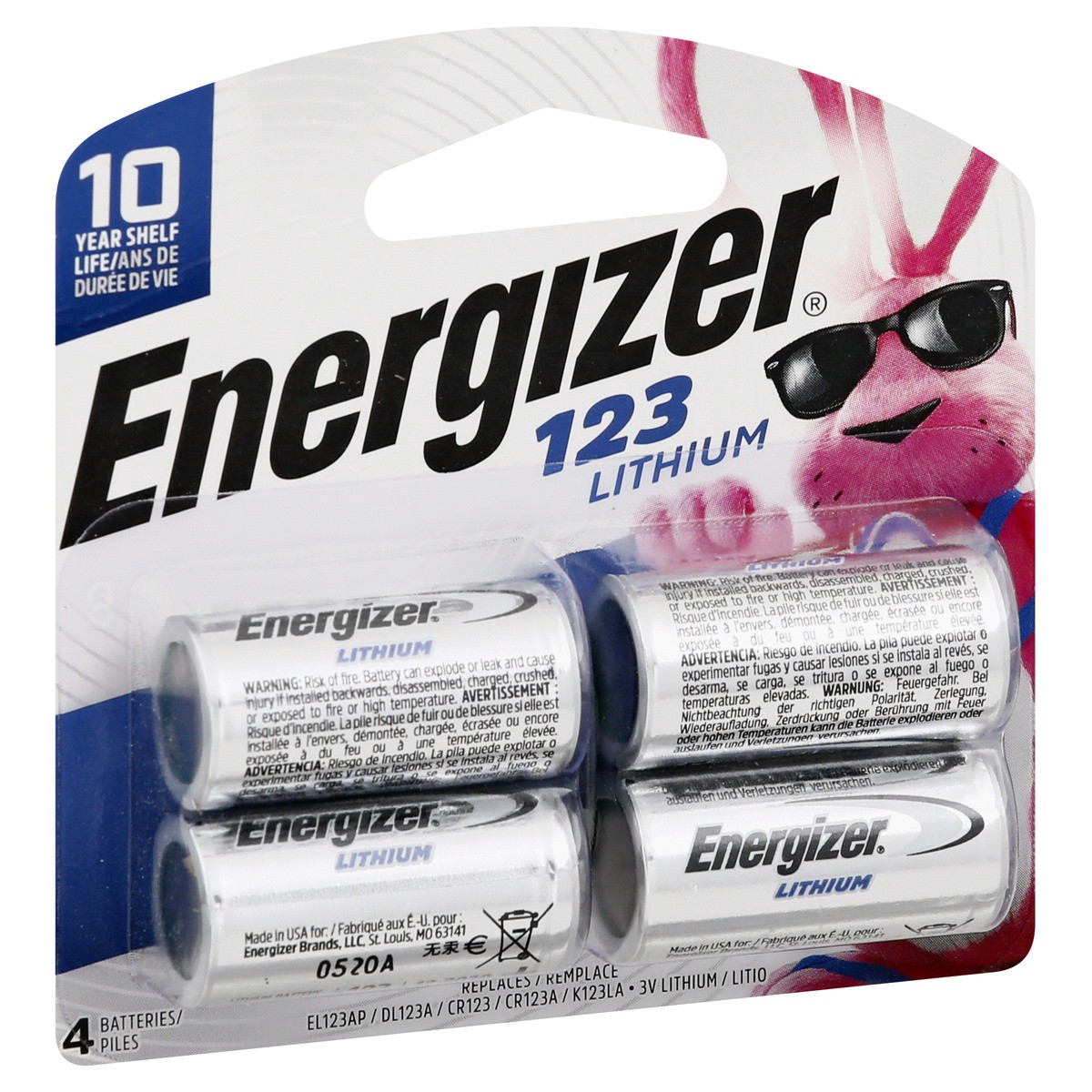 slide 1 of 9, Energizer 123 Lithium 4-PK, 4 ct