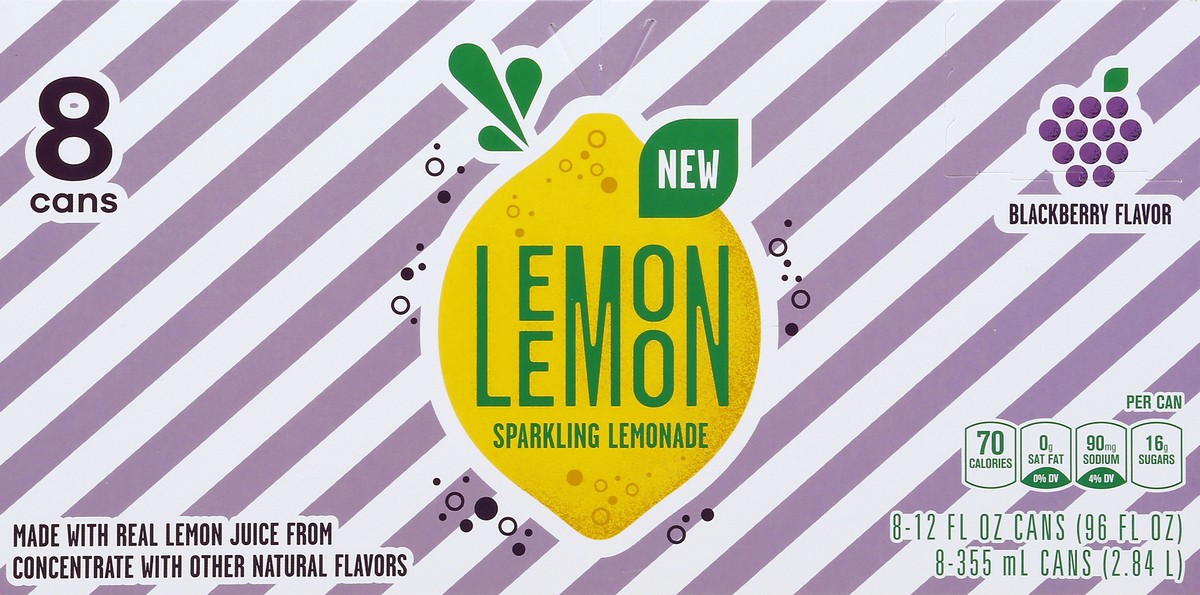 slide 2 of 6, Lemon Lemon Sparkling Blackberry Lemonade - 8 ct; 12 fl oz, 8 ct; 12 fl oz