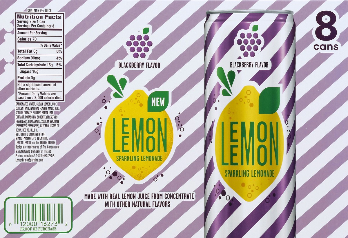 slide 4 of 6, Lemon Lemon Sparkling Blackberry Lemonade - 8 ct; 12 fl oz, 8 ct; 12 fl oz