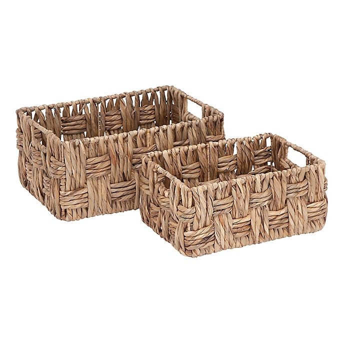 slide 1 of 7, Ridge Road Decor Rectangular Wicker Basket Set, 2 ct