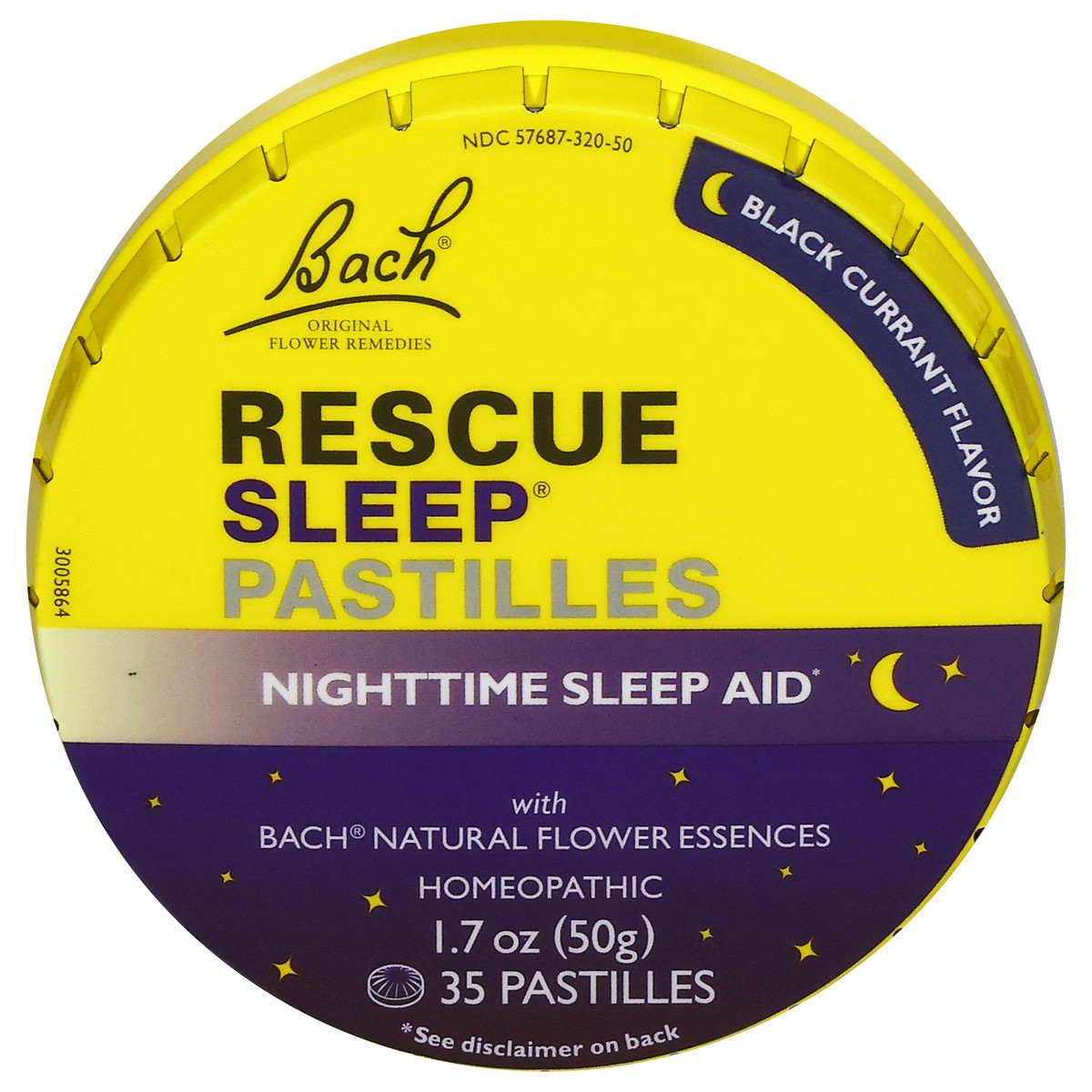 slide 2 of 4, Bach Original Flower Remedies Rescue Sleep Nighttime Black Currant Flavor Sleep Aid 35 Pastilles, 35 ct
