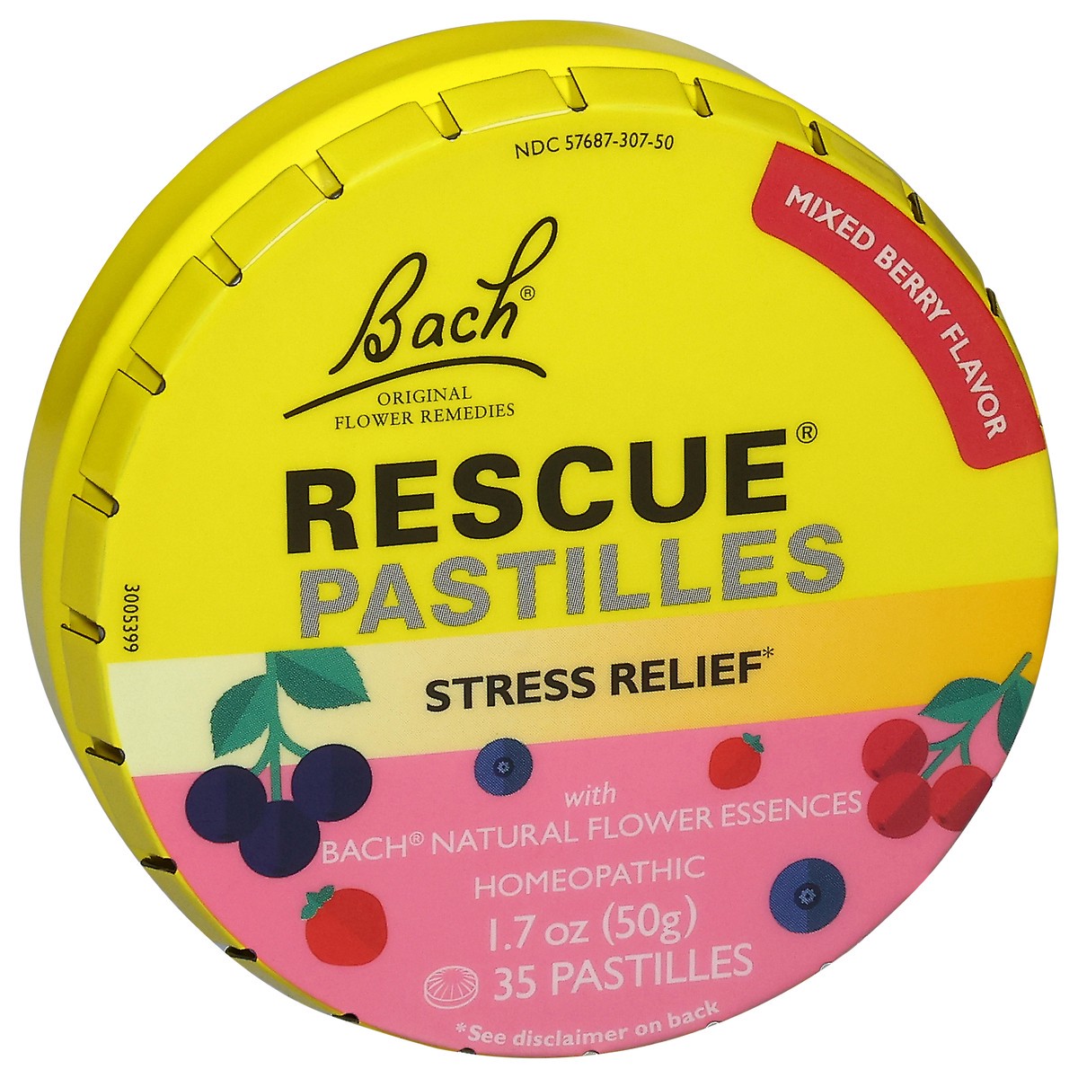 slide 4 of 4, Bach Original Flower Remedies Rescue Mixed Berry Flavor Stress Relief 35 Pastilles, 35 ct