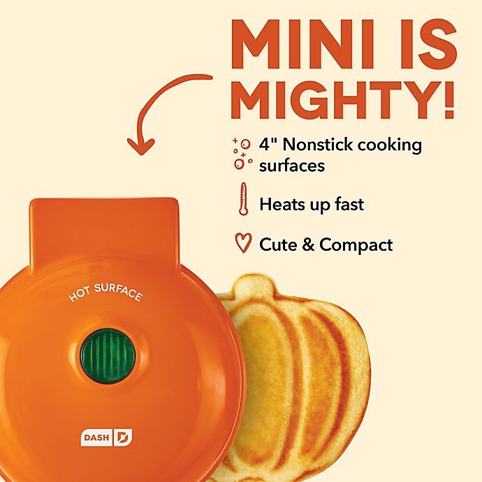 slide 5 of 7, Dash Pumpkin Mini Waffle Maker - Orange, 1 ct