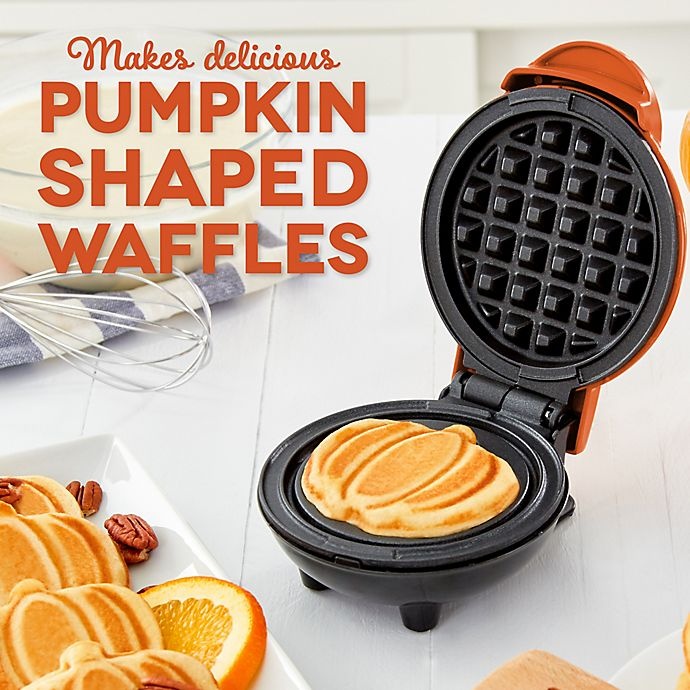 slide 6 of 7, Dash Pumpkin Mini Waffle Maker - Orange, 1 ct