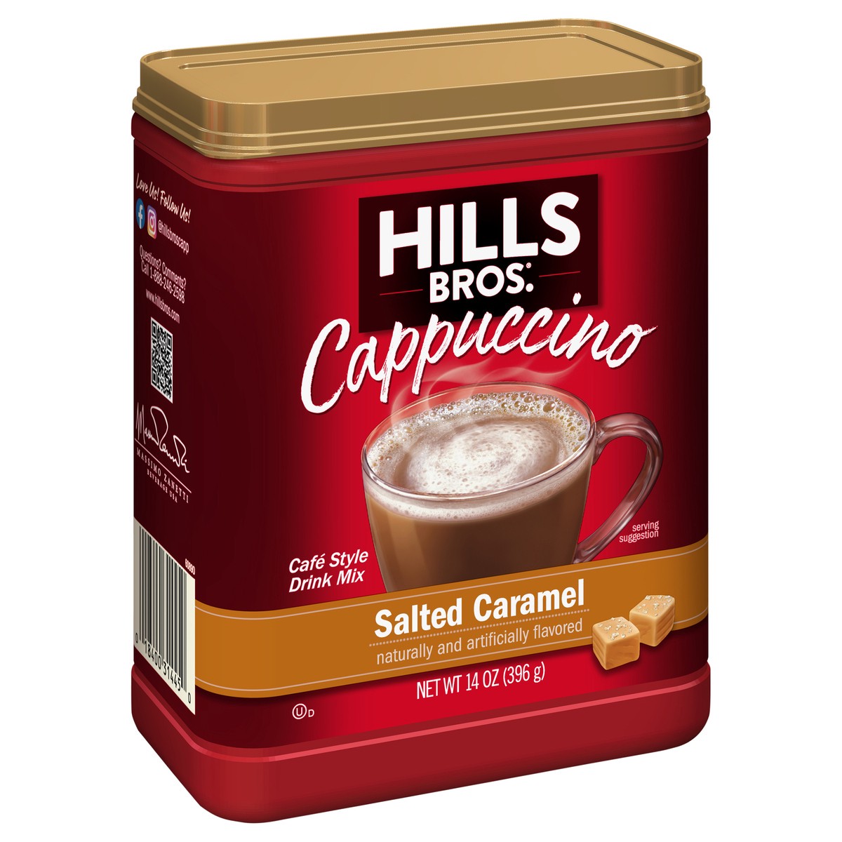 slide 5 of 9, Hills Bros. Cappuccino Cafe Style Salted Caramel Drink Mix - 14 oz, 14 oz