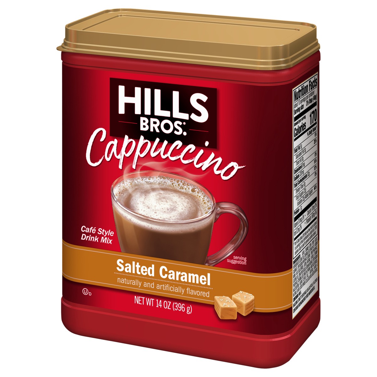 slide 8 of 9, Hills Bros. Cappuccino Cafe Style Salted Caramel Drink Mix - 14 oz, 14 oz